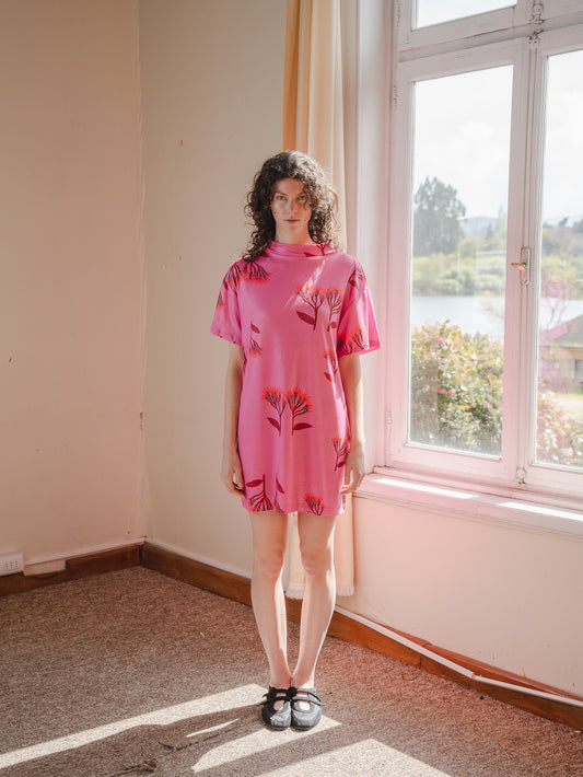 VESTIDO TORTUGA FLORES FUCSIA