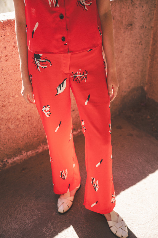 PANTALON TUBO MEDUSAS ROJO