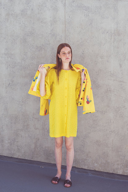 VESTIDO GLOBO AMARILLO TEXTURA