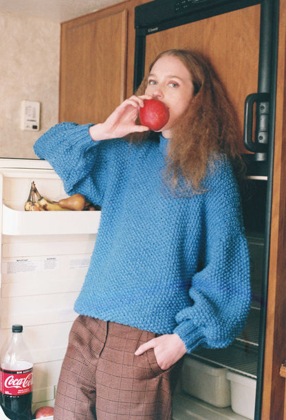 SWEATER MOMA AZUL LARGO CERRADO
