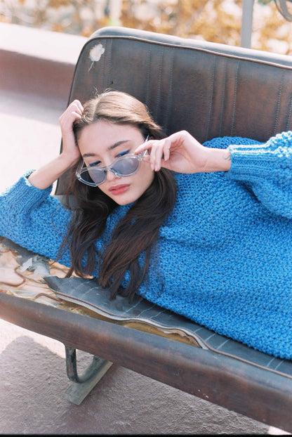 SWEATER MOMA AZUL LARGO CERRADO